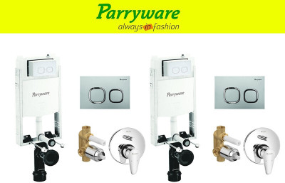 Parryware Half Frame Concealed Cistern, with divater body upper uno set of 2 pic 028 Dual Flush Tank(White 10 L)