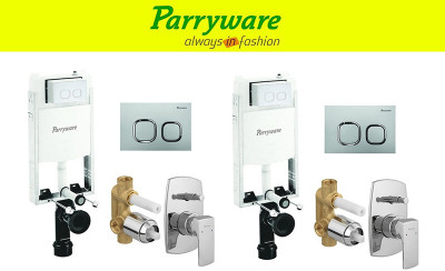 Parryware Half Frame Concealed Cistern, with divater body upper Euclid set of 2 pic 078 Dual Flush Tank(White 10 L)