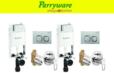 Parryware Half Frame Concealed Cistern, with divater body upper espiron set of 2 pic 397 Dual Flush Tank(White 10 L)
