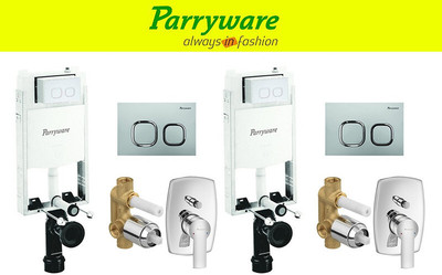 Parryware Half Frame Concealed Cistern, with divater body upper crust set of 2 pic 310 Dual Flush Tank(White 10 L)