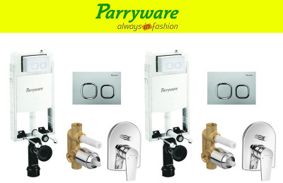 Parryware Half Frame Concealed Cistern, with divater body upper Praseo set of 2 pic 358 Dual Flush Tank(White 10 L)