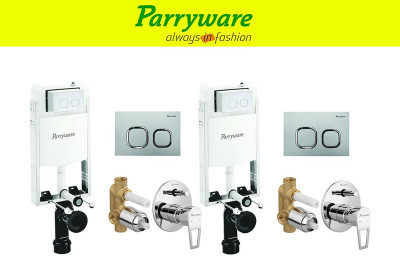 Parryware Half Frame Concealed Cistern, with divater body upper espiron set of 2 pic 129 Dual Flush Tank(White 10 L)