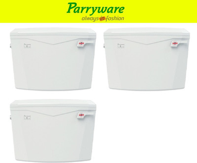 Parryware Slimflush Tip Top Polypropylene Cistern set of 3 pic 011 Side Handle Flush Tank(White 8 L)