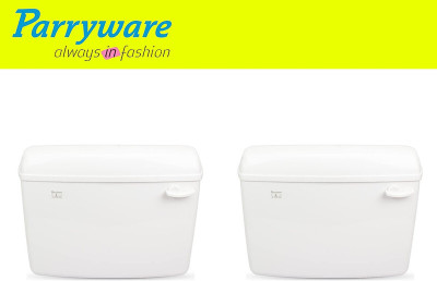 Parryware Slimline Single Flush Cistern set of 2 pic 0345 Side Handle Flush Tank(White 10 L)