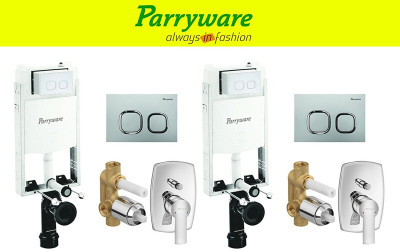 Parryware Half Frame Concealed Cistern, with divater body upper crust set of 2 pic 370 Dual Flush Tank(White 10 L)