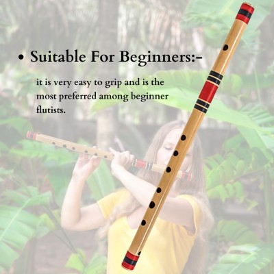 HARIPRASAD FLUTES musical instrument for Beginner C scale/natural right handed Assam bamboo banuri Bamboo Flute(48.26 cm)