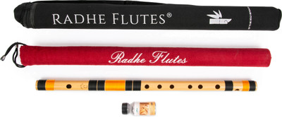 Radhe Flutes C Natural Bansuri Right Hand Middle Octave Hard Case & Velvet Cover PROFESSIONAL Bamboo Flute(48.5 cm)