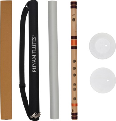 Punam Flutes F Sharp Medium (Right Hand) Bamboo Flute(13.2 inch)