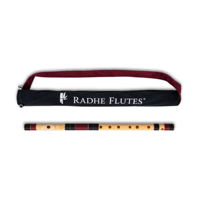 Radhe Flutes C Natural Bansuri Right Hand Middle Octave Black/Maroon With Assorted Cover PVC Flute(53 cm)