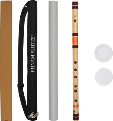 Punam Flutes C Natural Medium Premium Bansuri (Right Hand) 19.5 inches Bamboo Flute(19.5 inch)