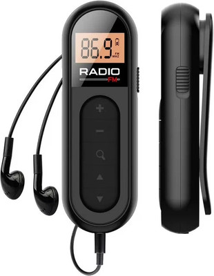 CASON Small FM Radio/Pocket Mini Radio with Earphones,USB Rechargeable TransistorRadio FM Radio(Black)