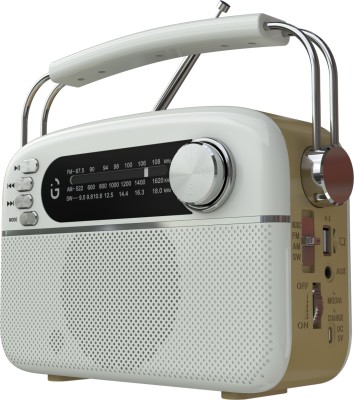 iGear Evoke Retro style Radio with FM/AM/SW band, Bluetooth/USB/SD Card, Solar charger FM Radio(White)