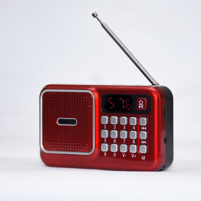 Coracao Red FT614 Pocket Size FM Bluetooth Speaker |8 HRS Backup| Rechargable FM Radio(Red)