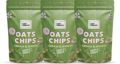 Chef Urbano Oats Chips Cream & Onion 85g Pack of 3 Combo(Oats Chips Cream & Onion 85g, Oats Chips Cream & Onion 85g)