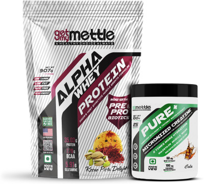 getmymettle Alpha Whey Protein, Kesar Pista With Flavor Creatine Combo(Whey protein-907g, Flavored Creatine-100g)