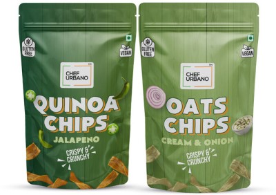 Chef Urbano Healthy Chips Quinoa Jalapeno Chips and Oats Cream& Onion combo 85 gm Pack of 2 Combo(Quinoa Jalapeno Chips and Oats Cream& Onion combo 85g)