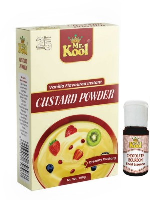 Mr.Kool Liquid Chocolate Bourbon Flavouring Essence 20ml |Vanilla Custard Powder 100G Combo(120GM)