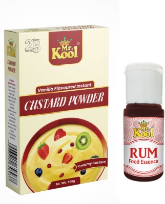 Mr.Kool Instant Vanilla Flavor Custard Powder 100gm and Food Essence Rum 20ml.Pack Of 2 Combo(100gm, 20ml)