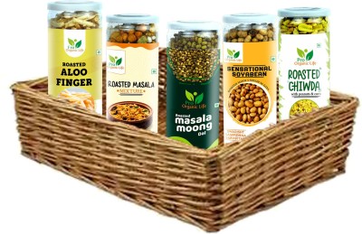 PRO ORGANIC LIFE ALOO FINGERS,CHIWDA,MASALA MIXTURE,MASALA MOONG DAAL,SOYABEAN DANA(Pack off-2)(10 x 114 g)