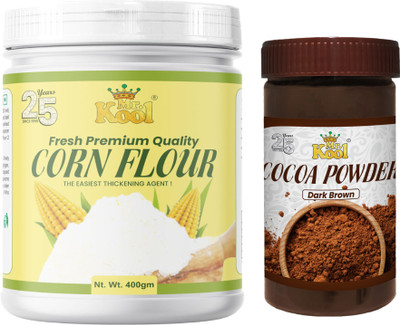 Mr.Kool Dark Brown Cocoa Powder 100gm and Corn Flour Jar 400gm.Pack of 2 Combo(Dark Brown Cocoa Powder 100gm and Corn Flour Jar 400gm)
