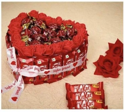 Tasha Forever Heart Shape Chocolate Gift Hamper For B'Day,Anniversary,Wedding| Kitkat Combo Combo(19 kitkat, 11 Deluxe chocolate, 1 love card)