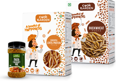 Cook Garden Buckwheat & Chickpea Lentil Pasta with Pasta Masala Mix | Combo(2x300g Penne Pasta, 100g Masala)