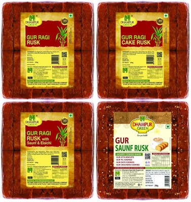 Dhampur Green Gur Rusk Variety Pack| 4 different Rusks, 200gm each Combo(800g)