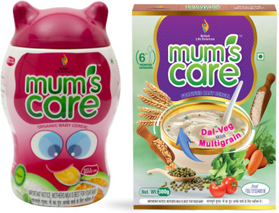 BRITISH LIFE SCIENCES PVT LTD Mum's Care Nutritious Baby Cereal with Calcium, Iron&Protein its Easy Digestion Combo(Ragi & Moongdhal 300g, Dal-Veg with Multigrain 300g)