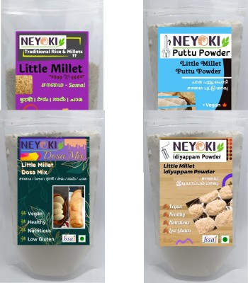 NEYOKI Little Millet 4 in 1 Combo Puttu+ idiyappam+ Dosa Mix (Pack of 500gm x 4 =2kg) Combo(Little Millet Puttu Powder 500g, idiyappam Powder 500g, Dosa Mix500g, Millet 500g)