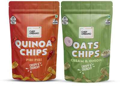 Chef Urbano Healthy Chips Quinoa Piri Piri Chips and Oats Cream& Onion combo 85 gm Pack of 2 Combo(Quinoa Piri Piri Chips and Oats Cream& Onion combo 85g)