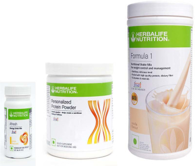 Herbalife Nutrition Weight Loss & Management Combo With ( Formula 1 Nutritional Shake Mix - Vanilla Flavor + Personalized Protein Powder 200 Gram + Afresh Energy Drink Mix - Lemon Flavor ) Combo Pack Of 3 PIECES Combo(750 Gram)