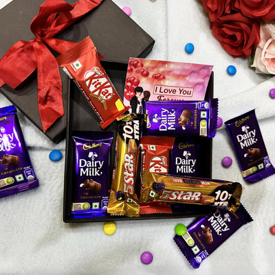 OddClick valentine gift for boyfriend girlfriend husband wife chocolate gift box Combo Paper Gift Box(Multicolor)