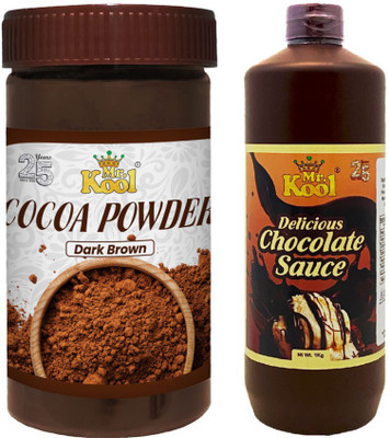 Mr.Kool Dark Brown Cocoa Powder 100gm and Chocolate Syrup 1kg.Pack of 2 Combo(100gm, 1kg.)
