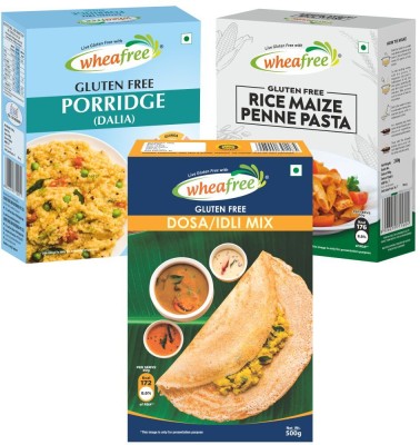 wheafree Gluten Free Rice Maize Penne Pasta (250g) + Dosa/Idli Mix (500g) + Porridge/Dalia (500g) Combo Pack Combo(Rice Maize Penne Pasta: 1, Dosa/Idli Mix: 1, Porridge (Dalia): 1)