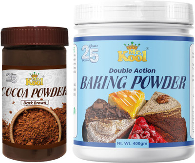 Mr.Kool Dark Brown Cocoa Powder 100gm and Baking Powder 400gm.Pack of 2 Combo(500)