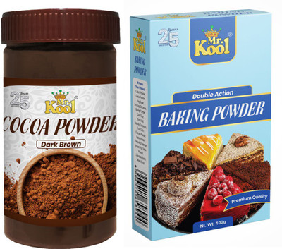 Mr.Kool Dark Brown Cocoa Powder 100gm and Baking Powder 100gm.Pack of 2 Combo(200)