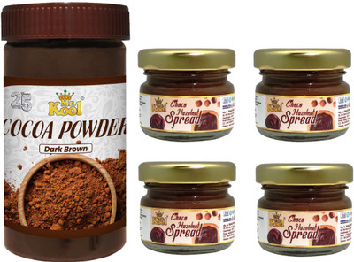 Mr.Kool Dark Brown Cocoa Powder 100gm and Choco Hazelnut Spread 25gm x 4pcs.Pack of 2 Combo(100gm, 100gm)