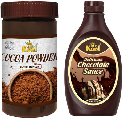 Mr.Kool Dark Brown Cocoa Powder 100gm and Chocolate Syrup 200gm.Pack of 2 Combo(300gm)