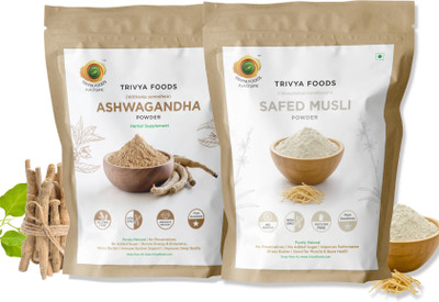 TRIVYA FOODS ASHWAGANDHA Powder and SAFEDMUSLI Combo(2)