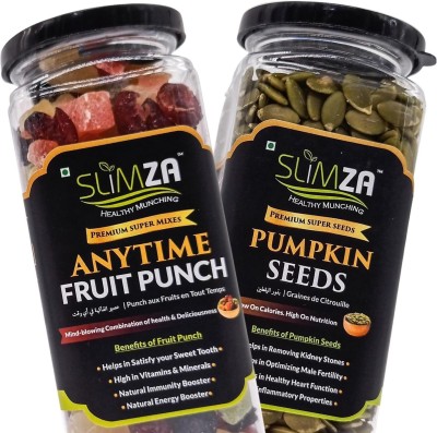 Slimza Premium Daily Superfood Mix|Anytime Fruit Punch,Pumpkin Seeds|High Protein,Fiber Combo(Anytime Fruit Punch 210gm, Pumpkin Seeds 200gm)