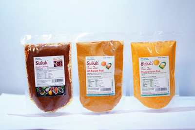Siaksh Garlic Chutney, Phutana Karam Podi With Idli Karam Podi 100g Each X Pack Of 3 Combo(300)