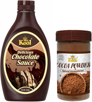 Mr.Kool Natural Unsweetened Cocoa powder 100gm and Chocolate Syrup 623gm.Pack of 2 Combo(723gm)
