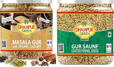 DHAMPUR GREEN Gur Masala Chai with Org Jaggery & Gur Saunf Mukhwas Combo, 500gms (250g x 2) Combo(1)