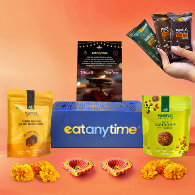 Eat Anytime Hazelnut Dates Ladoo 50g protein Ball seasalt caramel 50g Ragi Bars 3g with diya Combo(Hazelnut Dates Ladoo, Ball seasalt caramel, Ragi Bars)