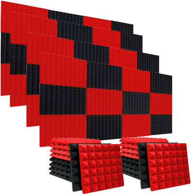 TechBlaze Foam Pyramid Wall(72 Panels Black, Red)