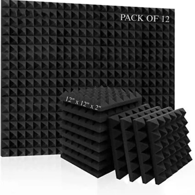 BlessBells Store Foam Pyramid Wall(12 Panels Black)