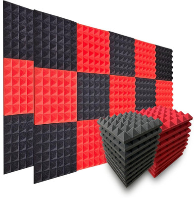 DawnRays Foam Pyramid Wall(48 Panels Red, Black)