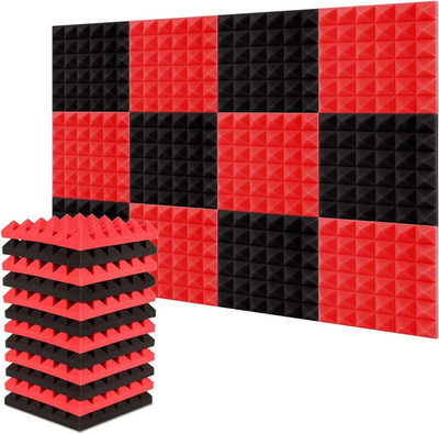 IMAGINEA Foam Pyramid Wall(12 Panels Black, Red)