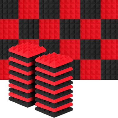 IMAGINEA Foam Pyramid Wall(100 Panels Black, Red)