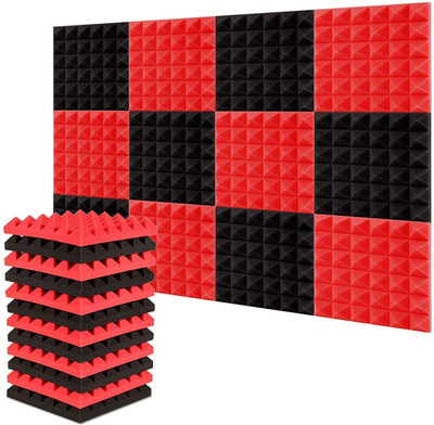 TechBlaze Foam Pyramid Wall(24 Panels Black, Red)